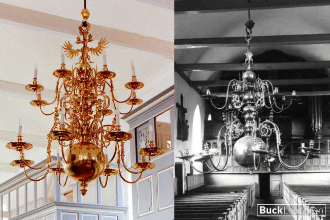 13 Mittelnkirchen Rekonstruktion des großen Leuchters nach einem alten Foto mit Fragmenten